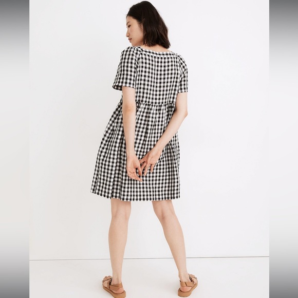 Madewell Linen-Blend Allie Mini Dress in Gingham Check - Picture 3 of 8